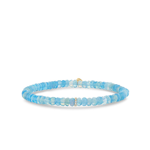 Gold & Diamond 4mm Small Cocktail Eternity Rondelle on Cobalt Opal