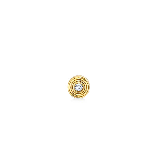 Gold & Diamond Small Fluted Single Stone Stud