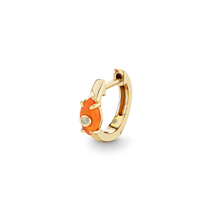 Gold & Diamond Tiny Carved Stone Huggie - Sydney Evan Fine Jewelry
