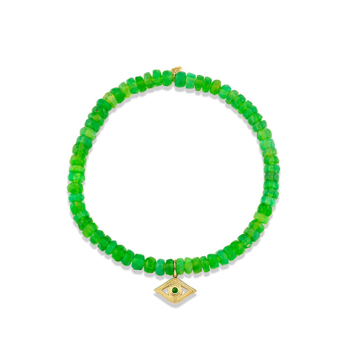 Gold & Emerald Small Fluted Protective Eye on Kiwi Opal
