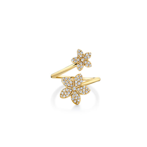Gold & Diamond Plumeria Wrap Ring