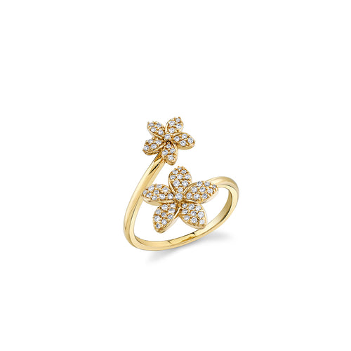 Gold & Diamond Plumeria Wrap Ring