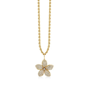 Gold and Diamond Large Plumeria Charm - Sydney Evan Fine Jewelry