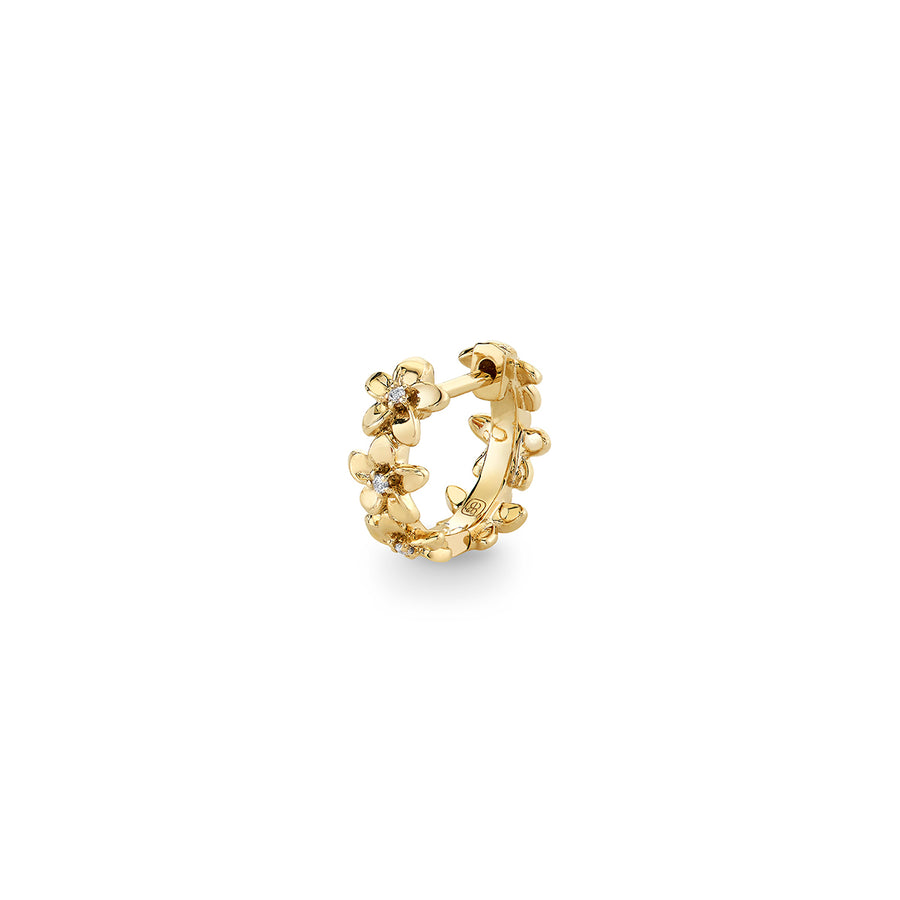 Gold & Diamond Tiny Plumeria Huggie Hoops - Sydney Evan Fine Jewelry