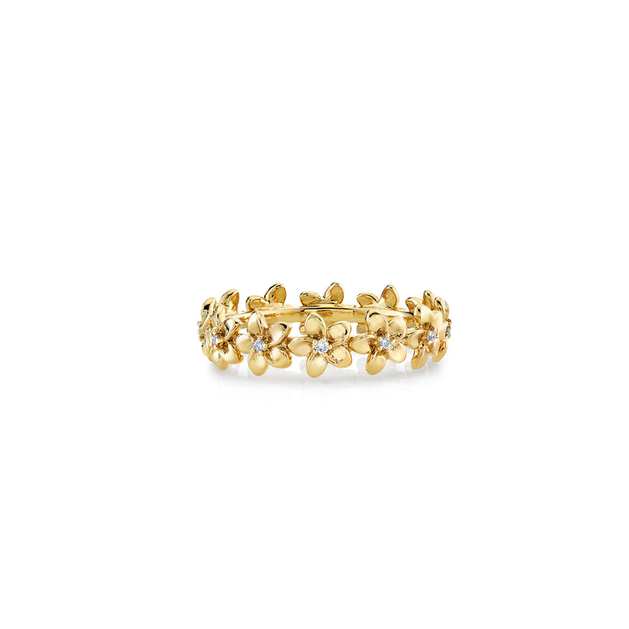 Gold & Diamond Tiny Plumeria Eternity Ring - Sydney Evan Fine Jewelry