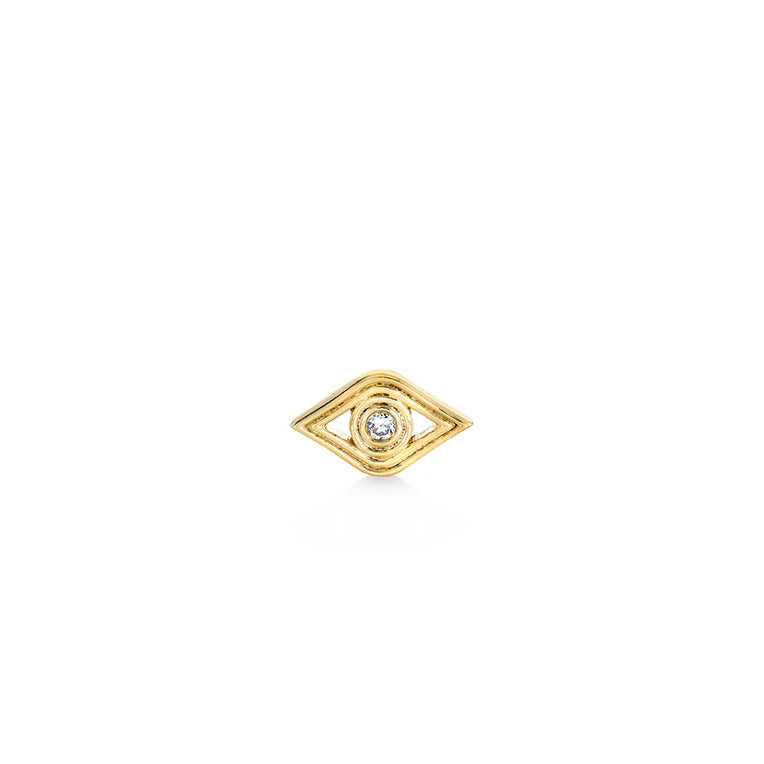 Gold & Diamond Fluted Eye Stud - Sydney Evan Fine Jewelry
