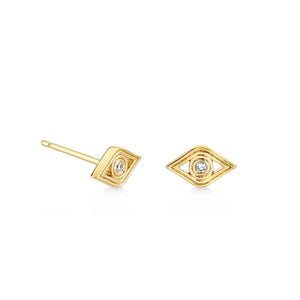 Gold & Diamond Fluted Eye Stud