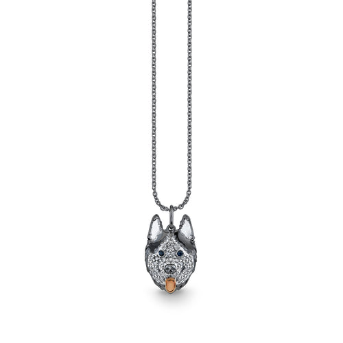 Black Rhodium & Diamond Husky Charm