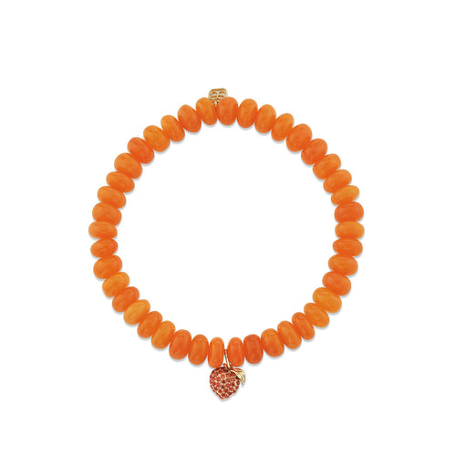 Gold & Orange Sapphire Peach Charm on Orange Opal