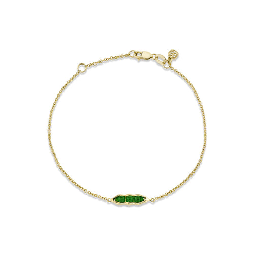 Gold & Green Jade Pea Pod Bracelet