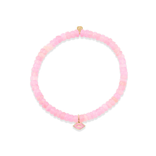 Gold & Pink Enamel Mini Lips on Cotton Candy Opal