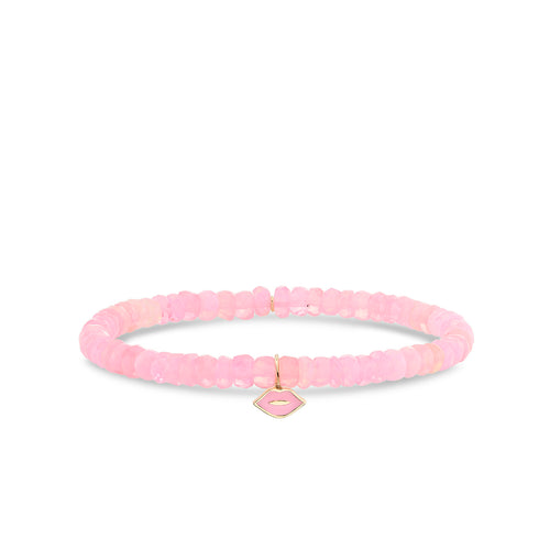 Gold & Pink Enamel Mini Lips on Cotton Candy Opal