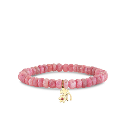 Gold & Ruby Lucky Wish Charm on Diamond Red Moonstone