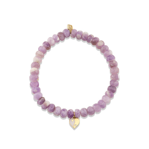 Gold & Enamel Small Yin Yang Heart on Lavender Amethyst