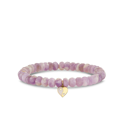 Gold & Enamel Small Yin Yang Heart on Lavender Amethyst