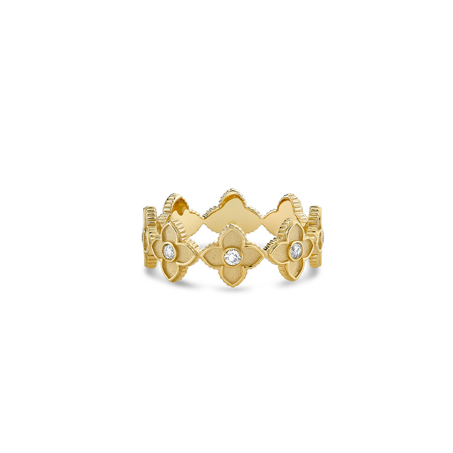 Gold & Diamond Satin Moroccan Flower Eternity Ring - Sydney Evan Fine Jewelry