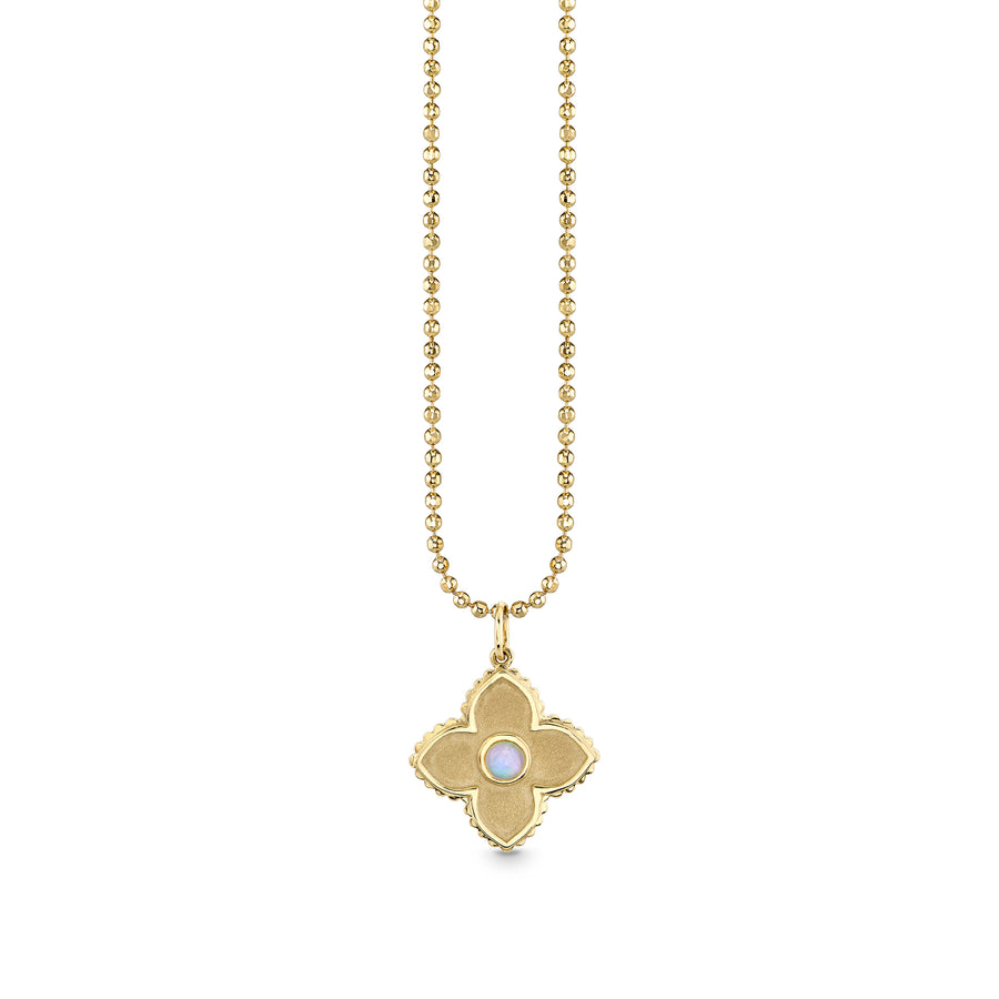 Gold & Opal Satin Moroccan Flower Charm - Sydney Evan Fine Jewelry