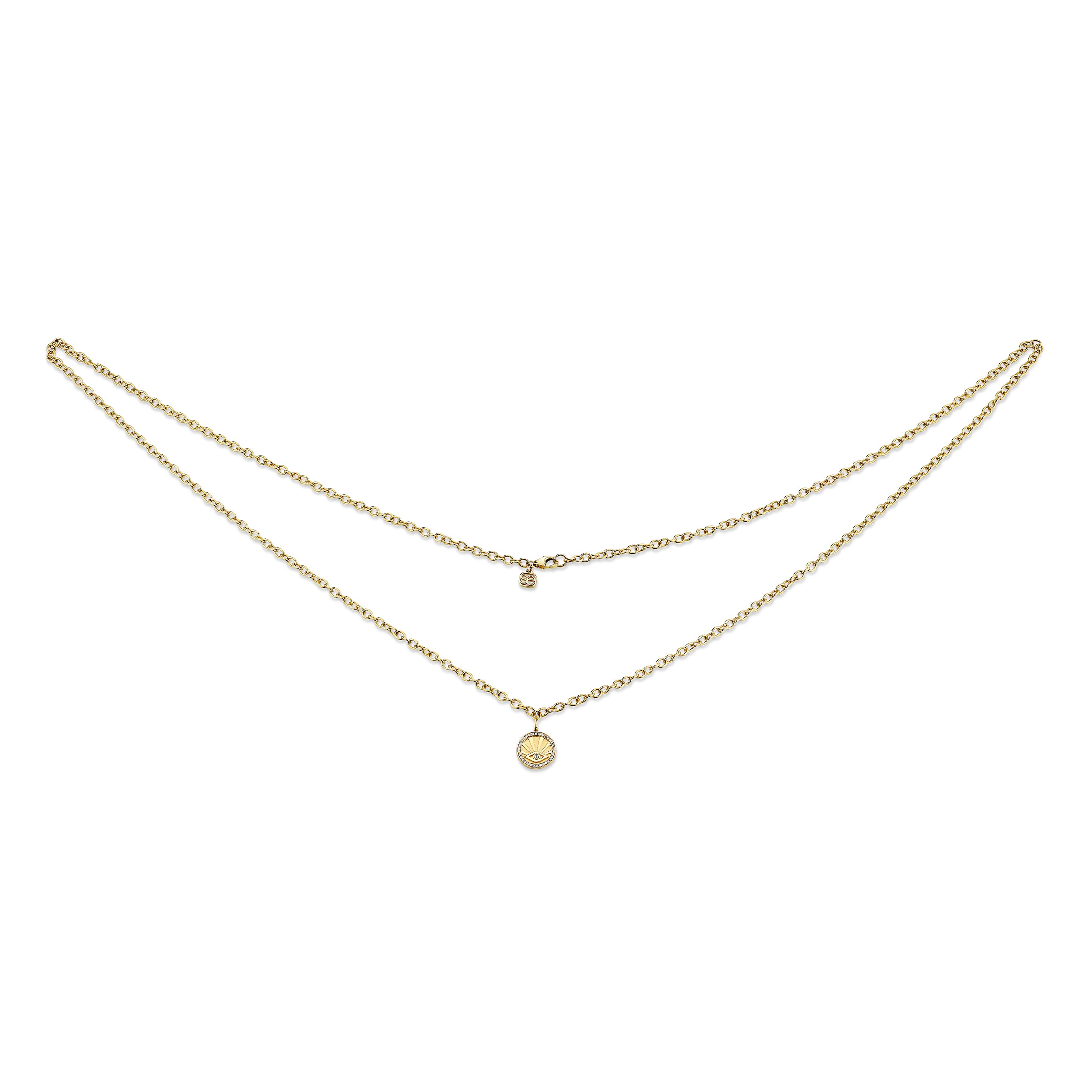 Shop Sydney Evan 14k Gold & Diamond Evil Eye Rays Coin Belly Chain