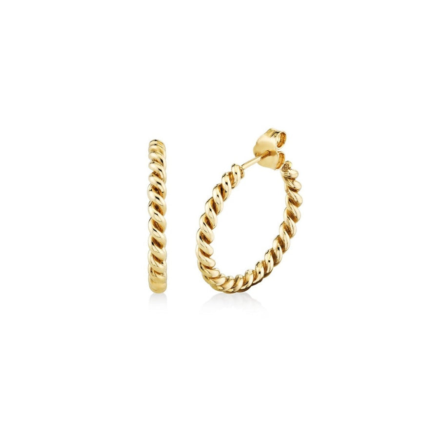 Pure Gold Twisted Rope Medium Hoops - Sydney Evan Fine Jewelry