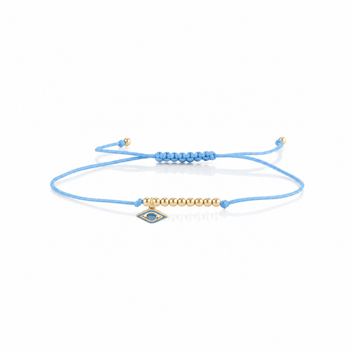 Gold & Enamel Tiny Eye Cord Bracelet