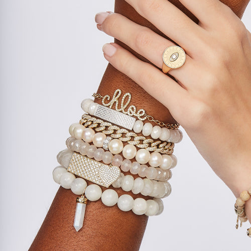 Gold & Diamond Large Custom Script Bracelet