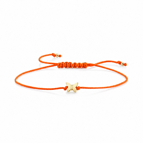 Pure Gold Tiny Butterfly Bead Cord Bracelet