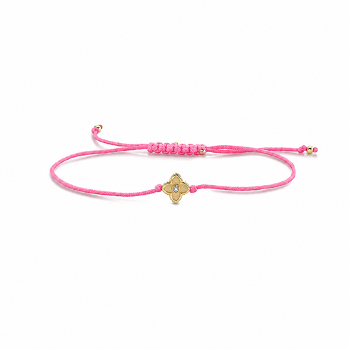 Gold & Diamond Moroccan Flower Cord Bracelet