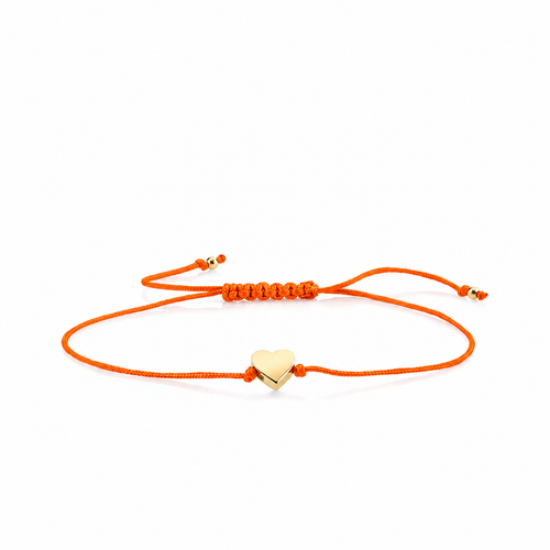Pure Gold Tiny Heart Bead Cord Bracelet