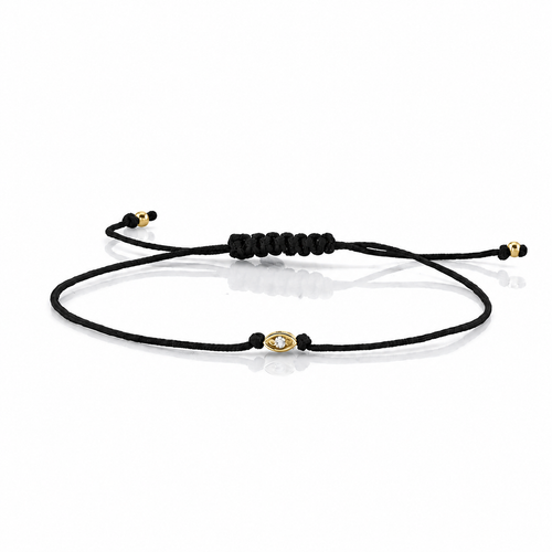 Gold & Diamond Tiny Marquise Eye Cord Bracelet