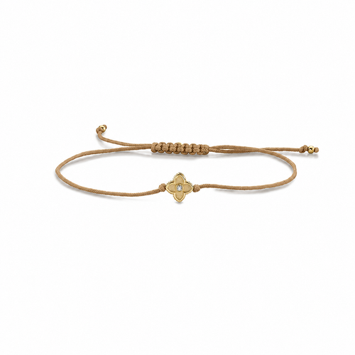 Gold & Diamond Moroccan Flower Cord Bracelet
