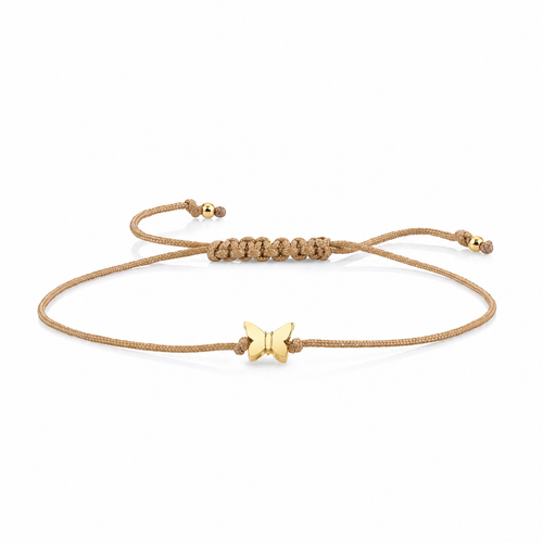 Pure Gold Tiny Butterfly Bead Cord Bracelet