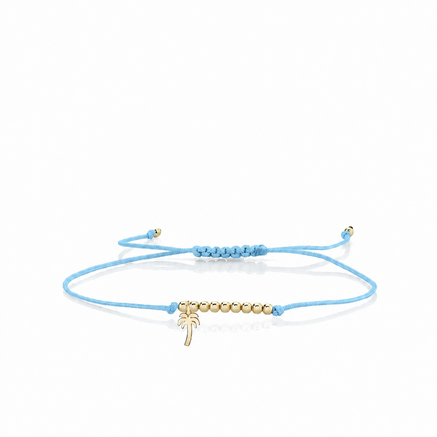 Shop Sydney Evan 14k Pure Gold Tiny Palm Tree Cord Bracelet