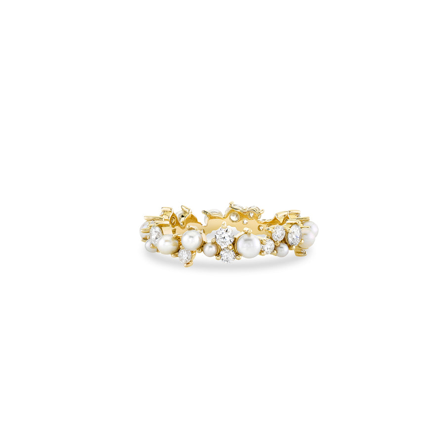 Gold & Diamond Pearl Cocktail Eternity Ring - Sydney Evan Fine Jewelry