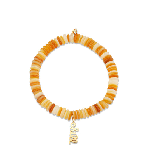 Pure Gold Chill Script on Yellow Mother of Pearl Heishi