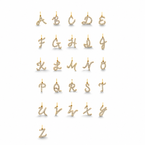 Gold & Diamond XL Pave Initial Script Charm