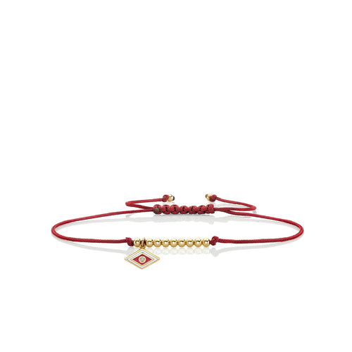 Gold & Enamel Tiny Groovy Eye Cord Bracelet