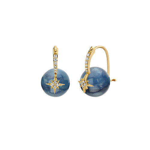 Gold & Diamond Starburst Kyanite Earrings