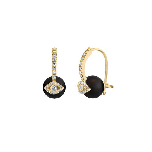 Gold & Diamond Eye Onyx Earrings