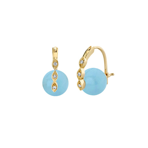 Gold & Diamond Marquise Eye Aquamarine Earrings