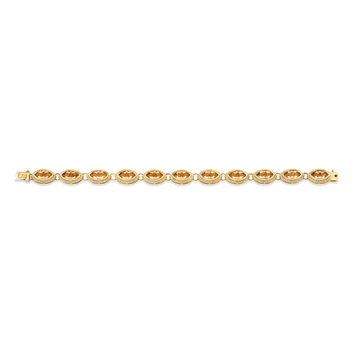Gold & Diamond Faceted Marquise Eye Light Champagne Quartz Pave Bracelet