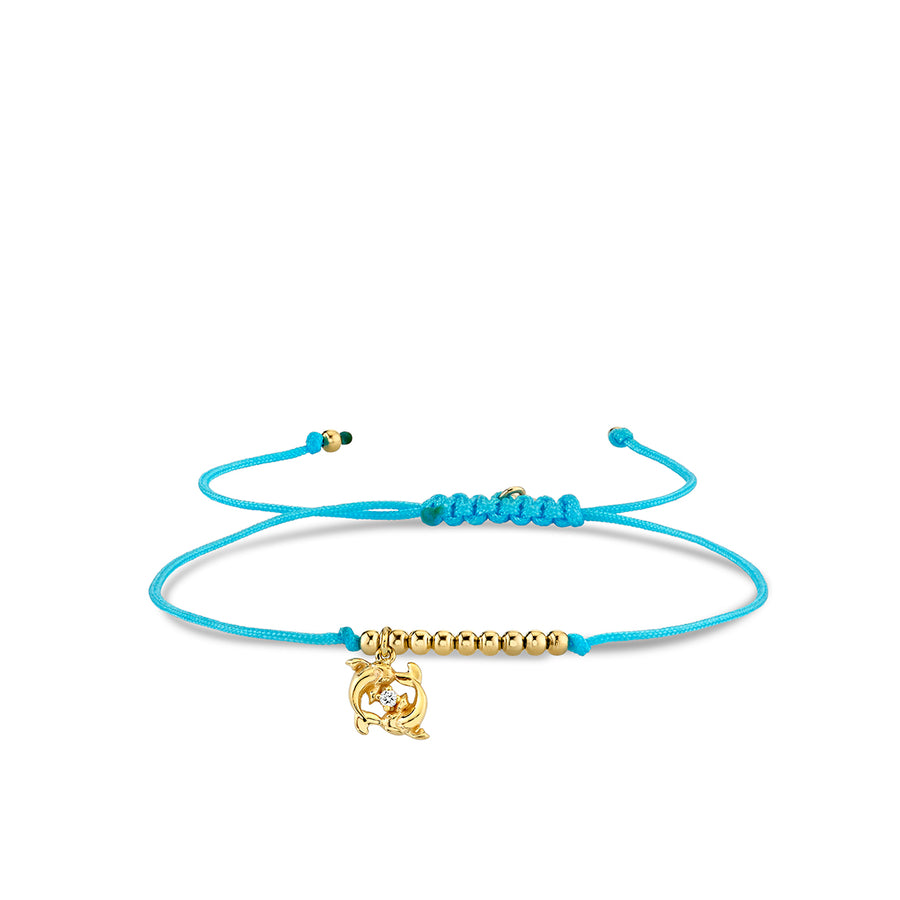 Gold & Diamond Tiny Pisces Zodiac Cord Bracelet - Sydney Evan Fine Jewelry
