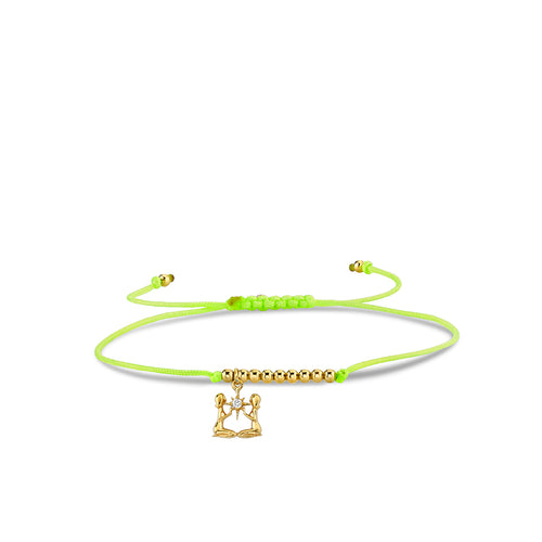 Gold & Diamond Tiny Gemini Zodiac Cord Bracelet