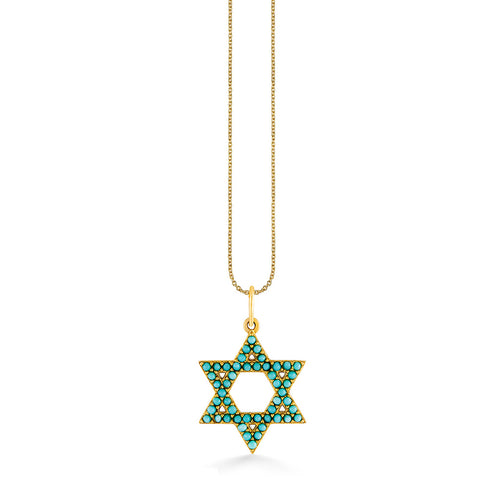 Gold & Turquoise Star Of David Charm