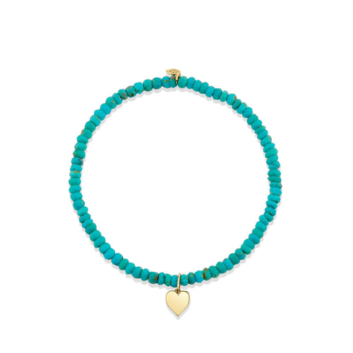Pure Gold Tiny Heart on Arizona Turquoise