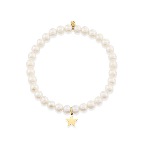 Pure Gold Tiny Star on Pearls