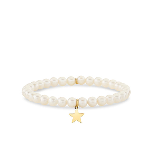 Pure Gold Tiny Star on Pearls