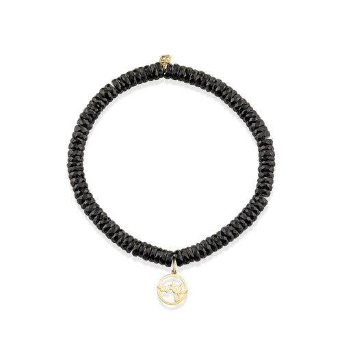 Pure Gold WTF Circle Charm on Black Spinel