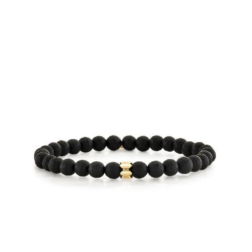 Men's Collection Set of Three Black Beaded Bracelet Set