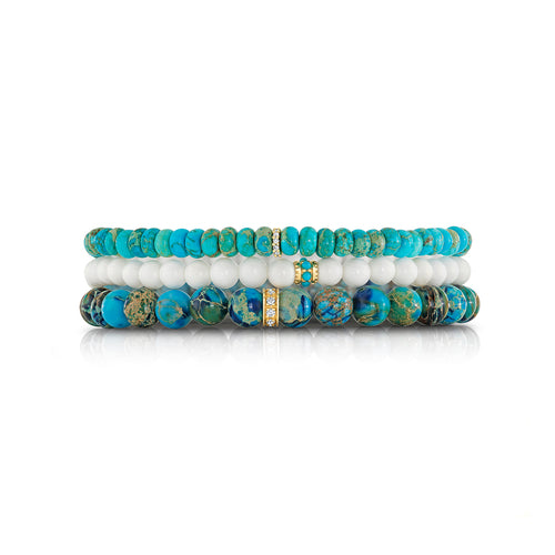 Men's Collection Set of Three Turquoise Beaded Bracelet Set