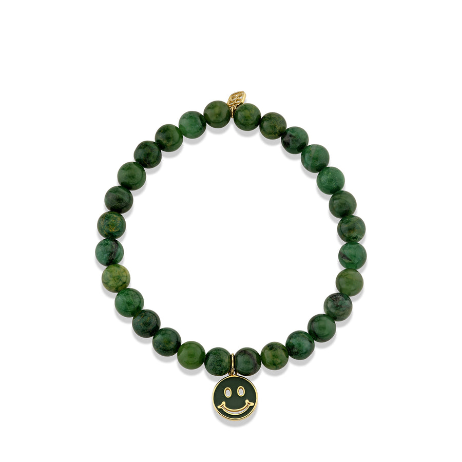 Gold & Enamel Happy Face on Verdite - Sydney Evan Fine Jewelry
